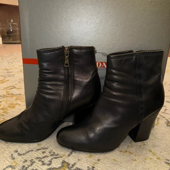 Prada Black Heeled Leather Boots - Picture 13 of 16